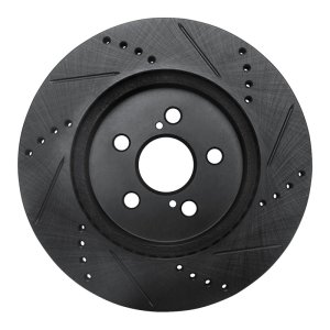 Toyota Corolla Brake Rotor (1) - Front Left - R1 Concepts - Drilled & Slotted - Black - `19-`25